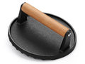 Cast Iron Smash Burger Press — 7 Inch Heavy Duty Griddle Press with Wooden Handle | Flat Top Grill Accessory